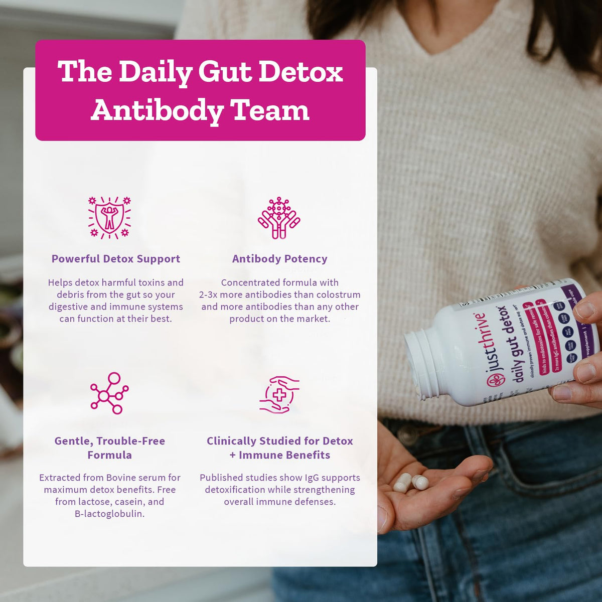 Daily Gut Detox - Ultra-Concentrated Detox & Immune Support Supplement with IgG Antibodies - Promotes Gut Health, Detoxification & Balanced Immune Response - FENGGESTORE20