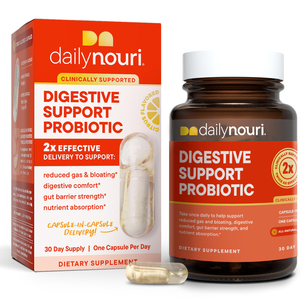 Daily Nouri Digestive Support Probiotics for Women & Men | Bloating & Gas Relief | 3 Clinically Studied Strains + Omega | 30-Day Supply - FENGGESTORE20