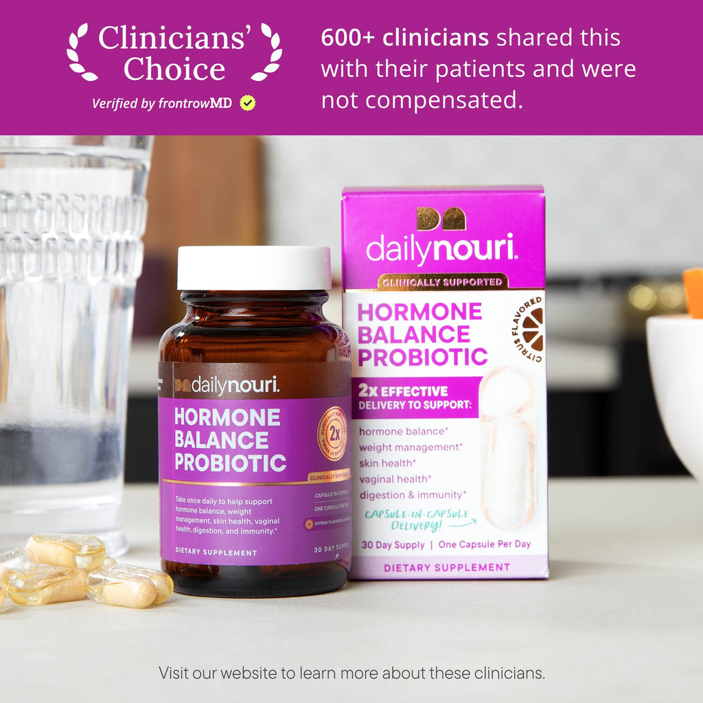 Daily Nouri Hormone Balance Probiotics for Women | Hormone Balance for Women | PMS, Hormonal Acne, & Bloating Support | 7 Clinically Studied Strains + Omega | 30-Day Supply - FENGGESTORE20