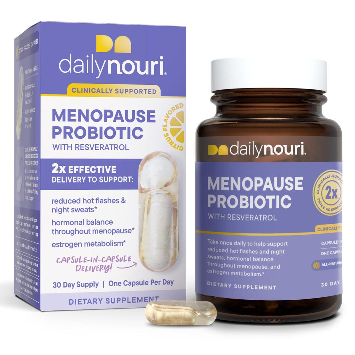 Daily Nouri Menopause Probiotics for Women | Hormonal Balance, Hot Flashes, Night Sweats & Gut Health | 3 Clinically Studied Strains - FENGGESTORE20