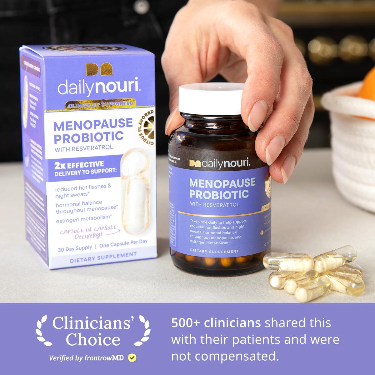 Daily Nouri Menopause Probiotics for Women | Hormonal Balance, Hot Flashes, Night Sweats & Gut Health | 3 Clinically Studied Strains - FENGGESTORE20