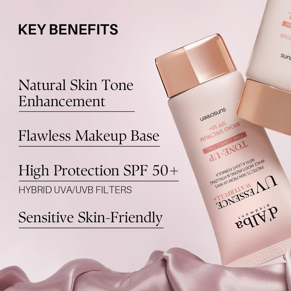 d'alba Piedmont Waterfull Tone-Up Sunscreen Serum BROAD SPECTRUM SPF 50 + Korean Sunscreen for Face, All Skin Tones (1.69 fl.oz.) - FENGGESTORE20