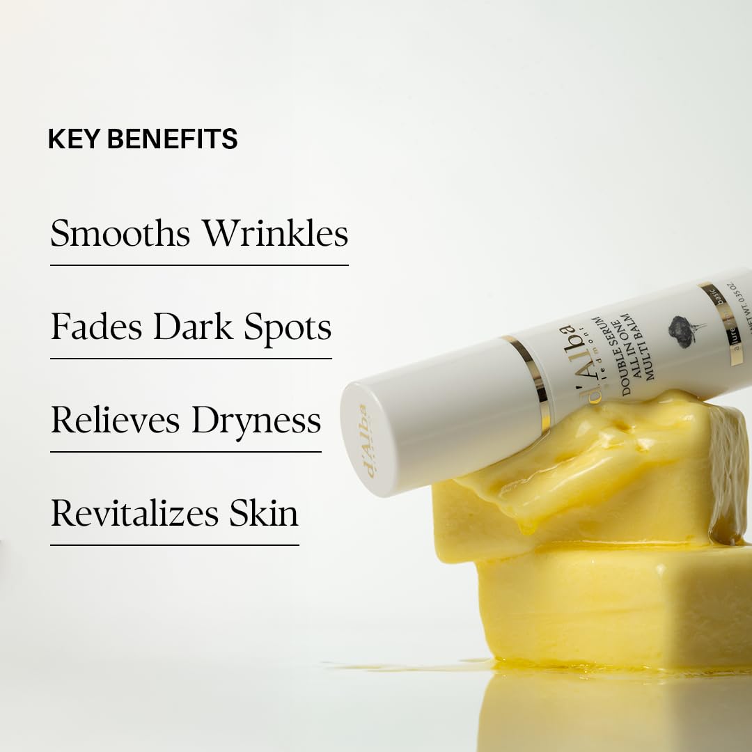d'alba Piedmont White Truffle Double Serum All-in-one Multi Balm, Stick Balm, Vegan Skincare with Vitamin C and Vegan Collagen, 3-in-1 Anti Wrinkle, Eye Treatment, Dark Spot Remover - FENGGESTORE20
