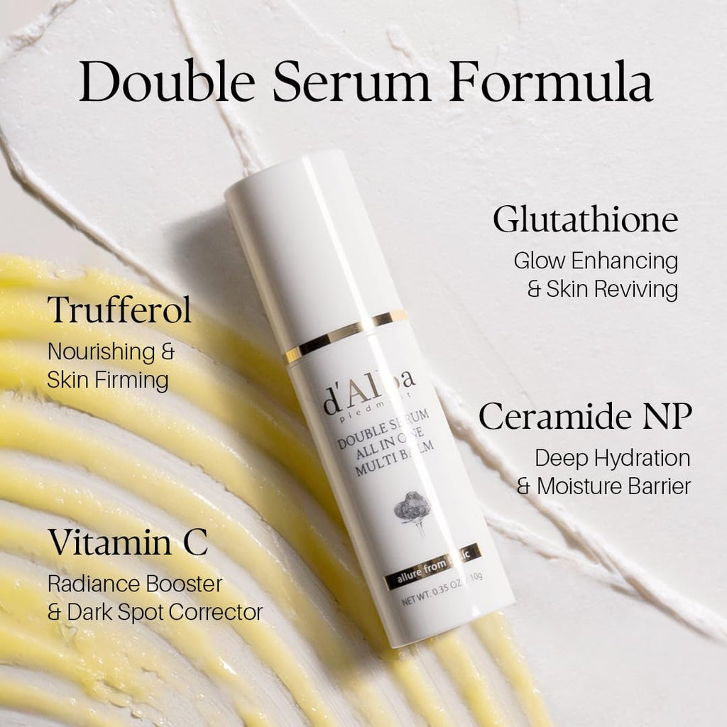 d'alba Piedmont White Truffle Double Serum All-in-one Multi Balm, Stick Balm, Vegan Skincare with Vitamin C and Vegan Collagen, 3-in-1 Anti Wrinkle, Eye Treatment, Dark Spot Remover - FENGGESTORE20