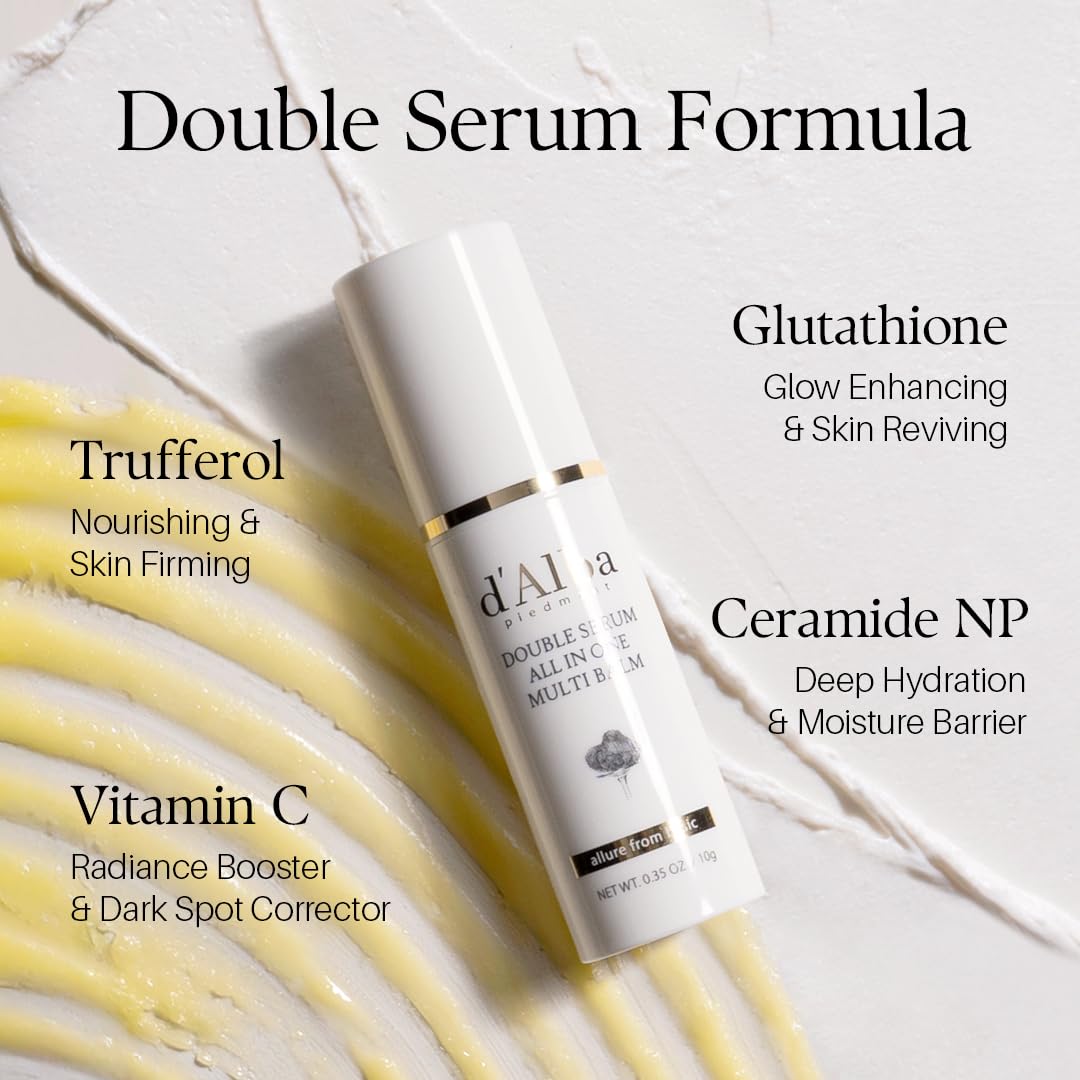 d'alba Piedmont White Truffle Double Serum All-in-one Multi Balm, Stick Balm, Vegan Skincare with Vitamin C and Vegan Collagen, 3-in-1 Anti Wrinkle, Eye Treatment, Dark Spot Remover - FENGGESTORE20