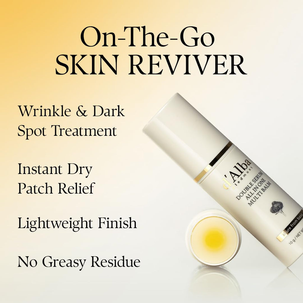 d'alba Piedmont White Truffle Double Serum All-in-one Multi Balm, Stick Balm, Vegan Skincare with Vitamin C and Vegan Collagen, 3-in-1 Anti Wrinkle, Eye Treatment, Dark Spot Remover - FENGGESTORE20