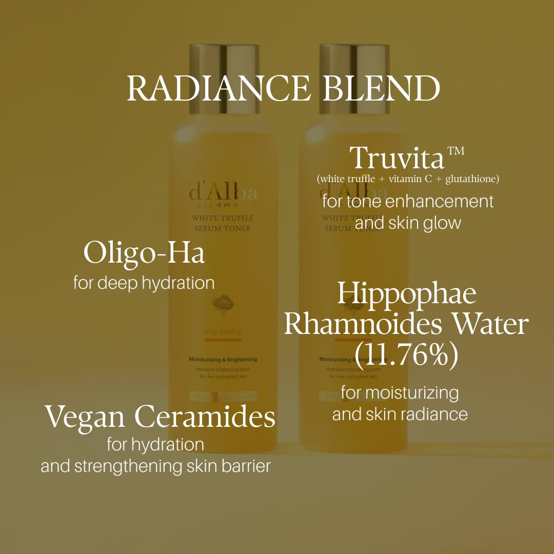 d'alba Piedmont White Truffle Vita Toning Serum Toner, Glass Skin with Double Vitamin Skincare, Face Moisturizer, (6.09 fl. oz) - FENGGESTORE20