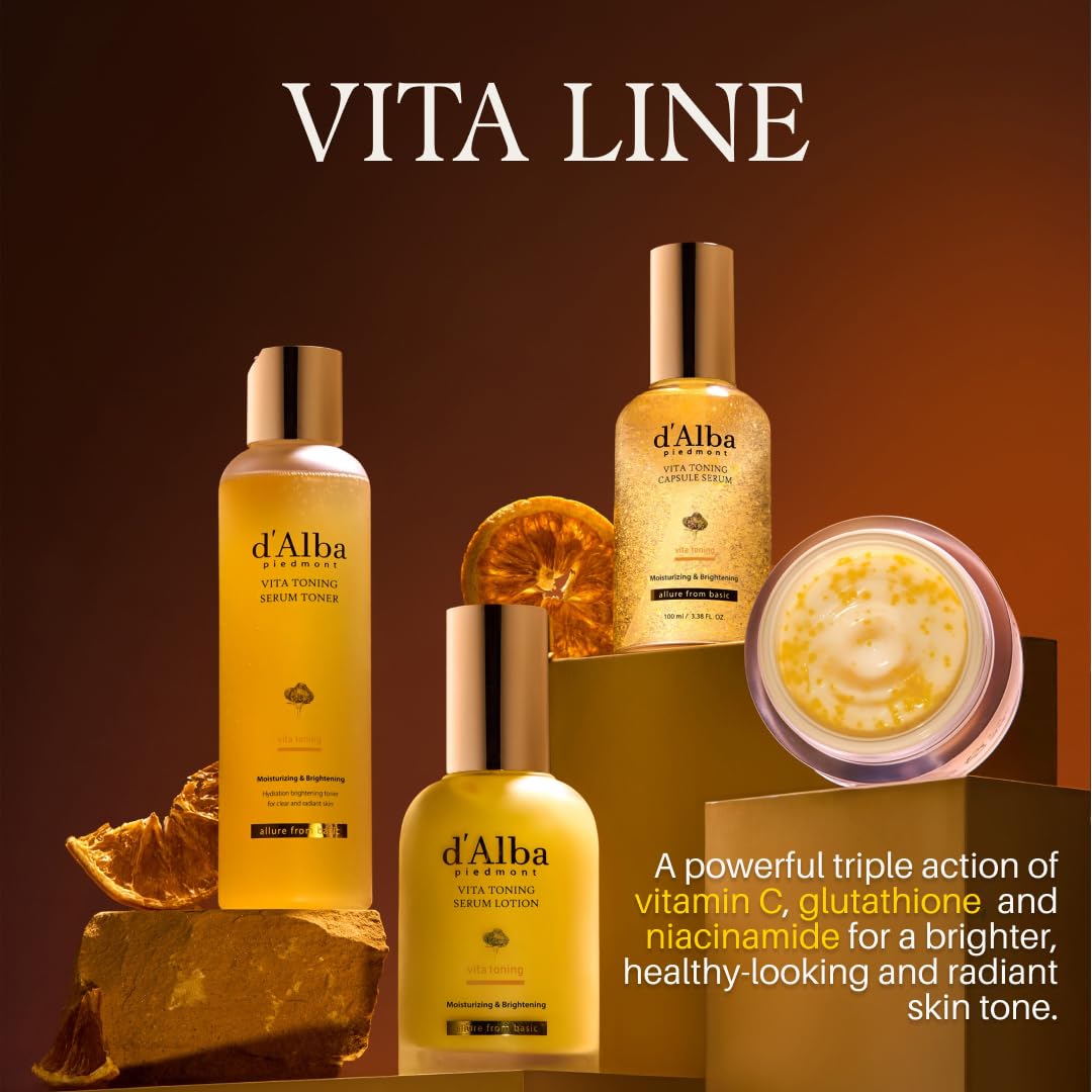 d'alba Piedmont White Truffle Vita Toning Serum Toner, Glass Skin with Double Vitamin Skincare, Face Moisturizer, (6.09 fl. oz) - FENGGESTORE20