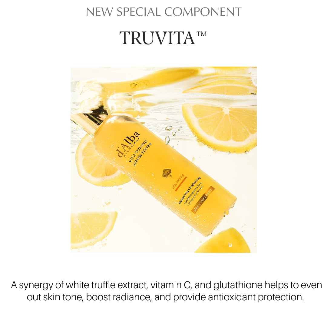 d'alba Piedmont White Truffle Vita Toning Serum Toner, Glass Skin with Double Vitamin Skincare, Face Moisturizer, (6.09 fl. oz) - FENGGESTORE20