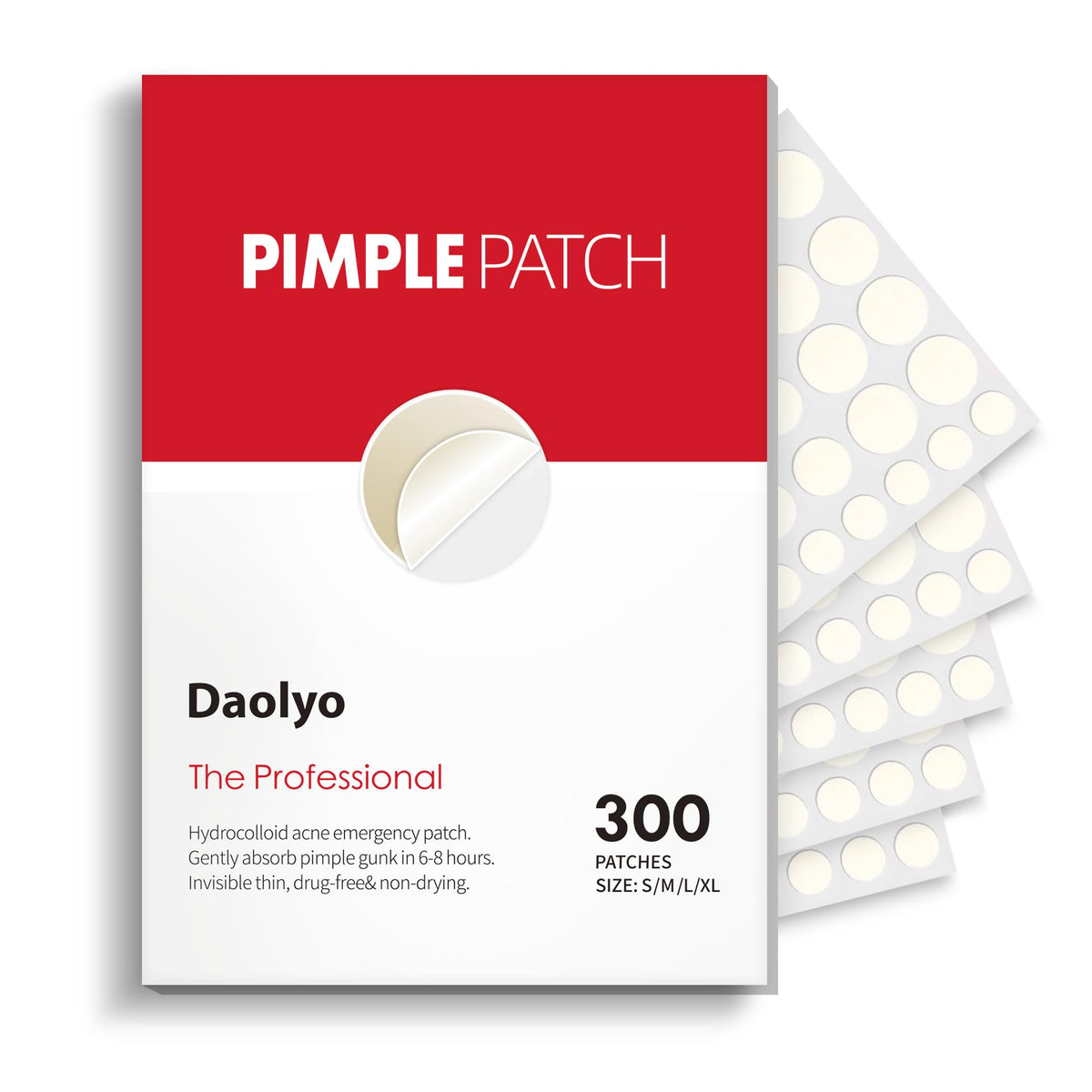 Daolyo Pimple Patches for Face, 4 Size 300 Counts Acne Patches, Hydrocolloid Patches - FENGGESTORE20