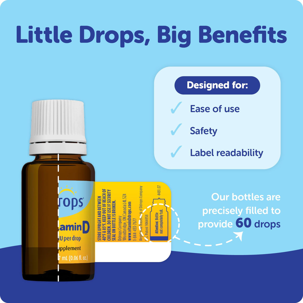 Ddrops Baby 400 IU, Vitamin D, 60 Drops 1.7mL (0.06 Fl. Oz (Pack of 1)) - FENGGESTORE20