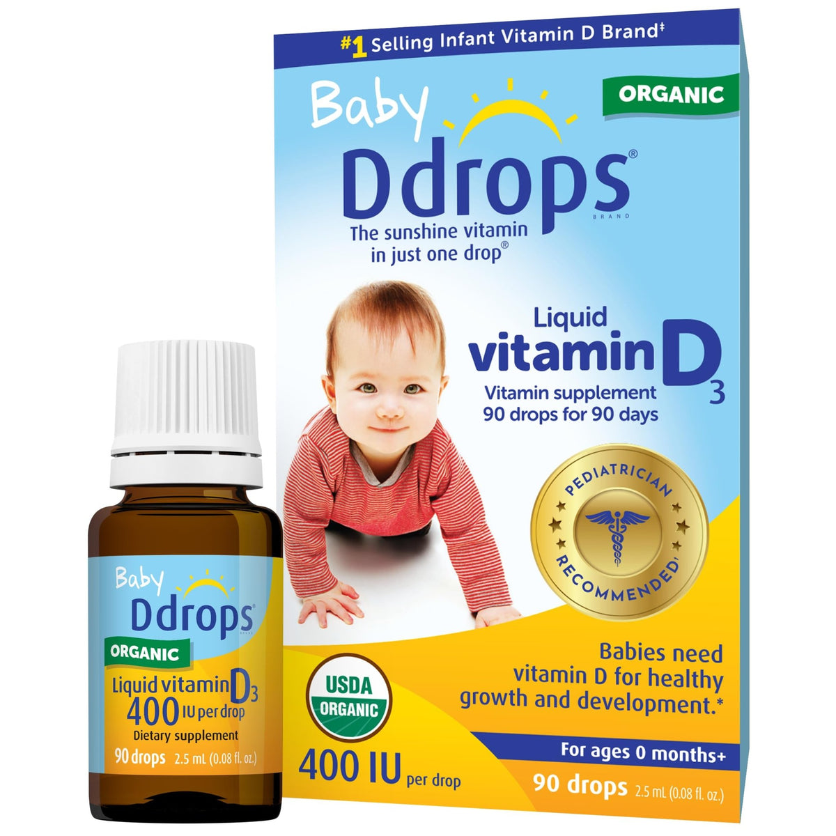 Ddrops Baby 400 IU, Vitamin D, 90 Drops 2.5mL (0.08 Fl. Oz (Pack of 1)) - FENGGESTORE20