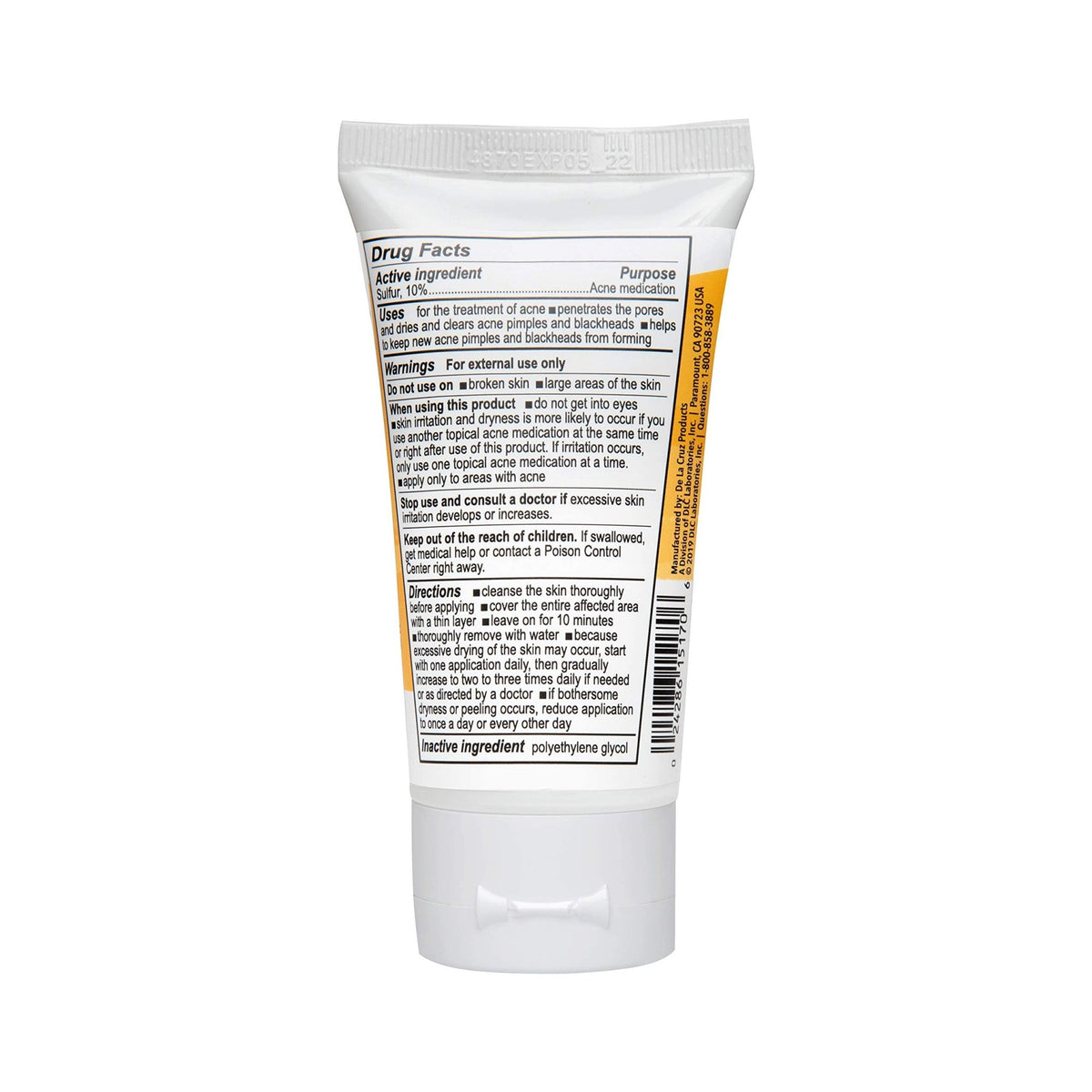De La Cruz Sulfur Ointment - Cystic Acne Treatment for Face and Body - Daily 10 Min Spot Treatment Mask - Safe and Effective Game Changing Hormonal Acne - FENGGESTORE20