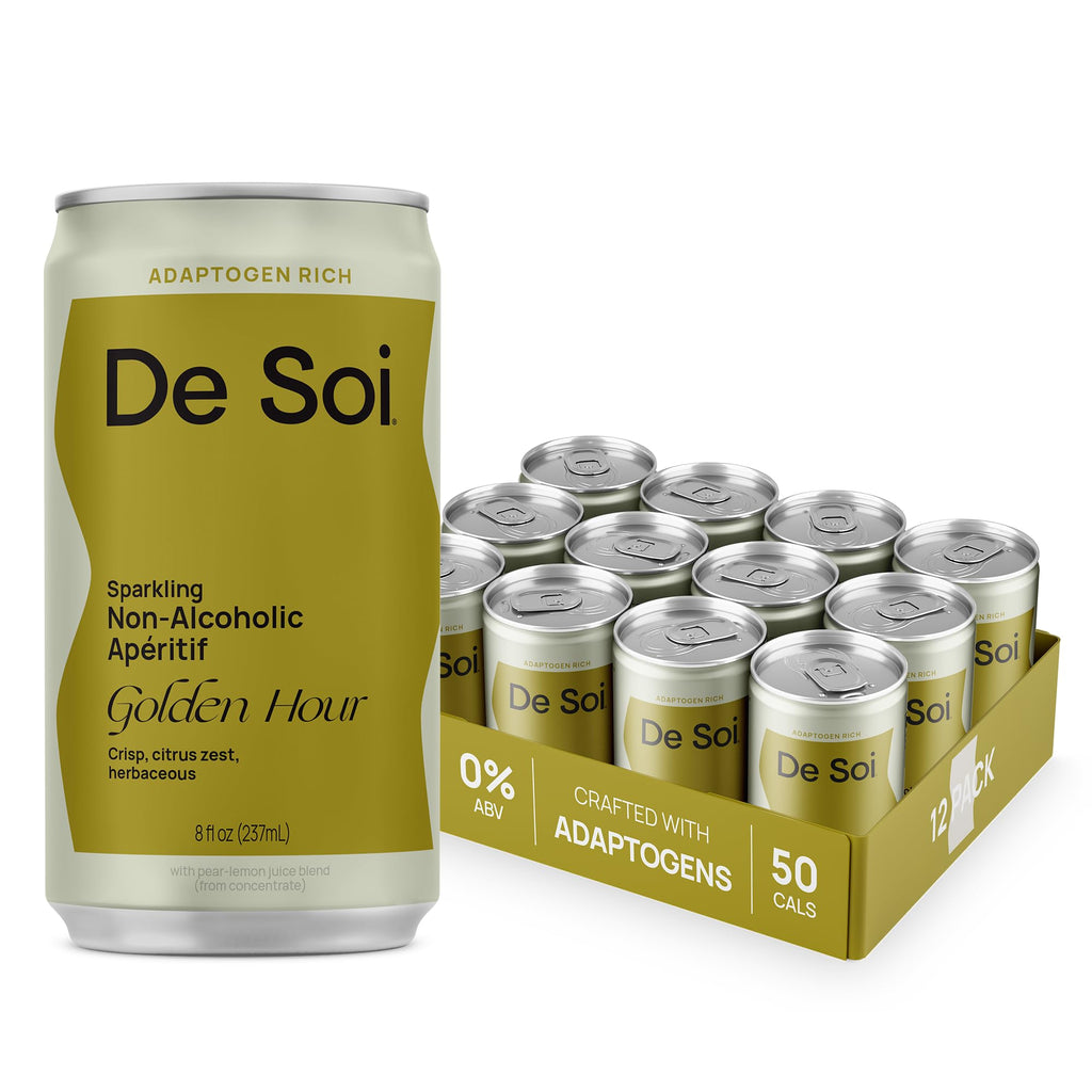 De Soi Golden Hour Mocktails NA Drinks 8 fl oz (12-pack) - Adaptogen Drink, Sparkling Drink with Calming Botanicals, Mocktail Drinks, Gluten Free, No Artificial Flavors - FENGGESTORE20