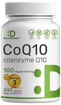 DEAL SUPPLEMENT CoQ10 100mg with Omega 3 100mg, 240 Capsules | Bioavailable Coenzyme Q10 Formula | Non-GMO - FENGGESTORE20