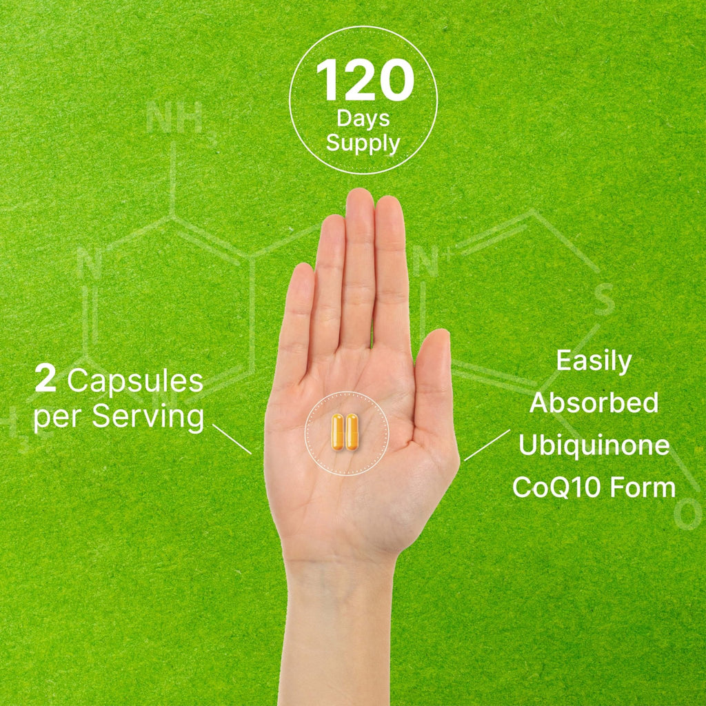 DEAL SUPPLEMENT CoQ10 100mg with Omega 3 100mg, 240 Capsules | Bioavailable Coenzyme Q10 Formula | Non-GMO - FENGGESTORE20