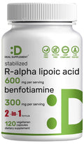 DEAL SUPPLEMENT R Alpha Lipoic Acid 600mg with Benfotiamine 300mg Per Serving, 120 Veggie Capsules – 200mg R-ALA Per Capsule – Antioxidant Supplement - FENGGESTORE20
