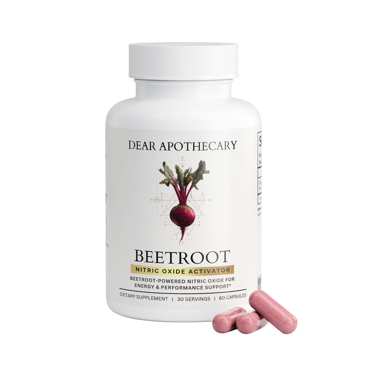 Dear Apothecary Organic Beetroot Capsules | 1300mg Beet Root Powder | Nitric Oxide Precursor | 60 Vegetarian Capsules | Non-GMO, Gluten Free, Vegan - FENGGESTORE20