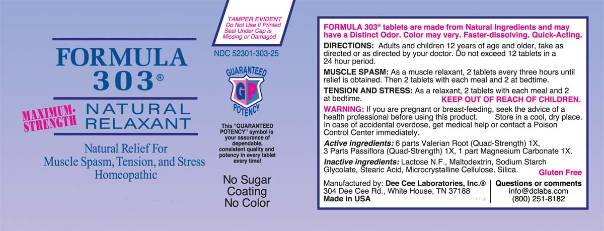 Dee CEE Labs Formula 303 Maximum Strength Tablets, 90 Tablets; All-Natural containing Magnesium for Sore Muscles - FENGGESTORE20