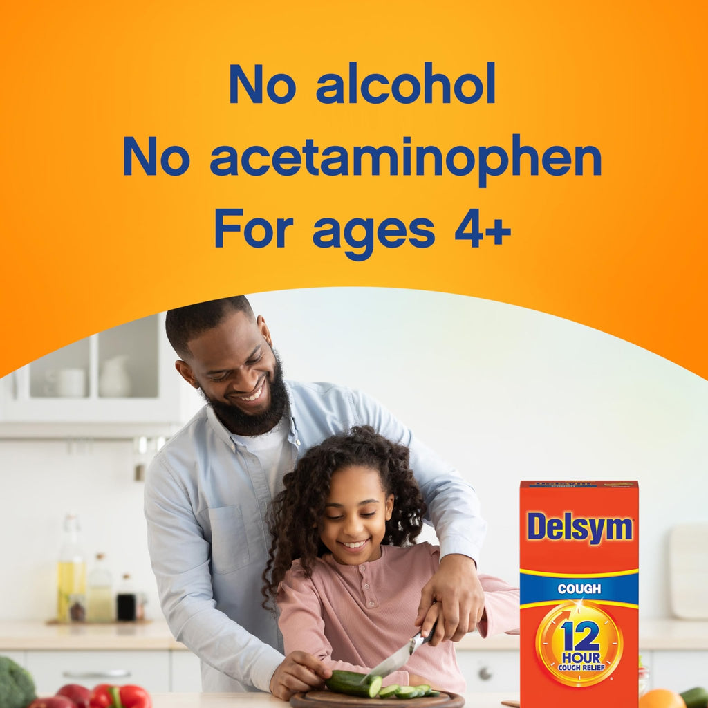 Delsym 12 Hour Cough Medicine for Adults, Powerful Relief for 12 Hours, Cough Suppressant Liquid with Extended-Release Dextromethorphan, Orange Flavor Liquid Cough Syrup, 5 Fl Oz (Pack of 1) - FENGGESTORE20