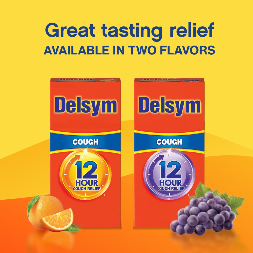 Delsym 12 Hour Cough Medicine for Adults, Powerful Relief for 12 Hours, Cough Suppressant Liquid with Extended-Release Dextromethorphan, Orange Flavor Liquid Cough Syrup, 5 Fl Oz (Pack of 1) - FENGGESTORE20
