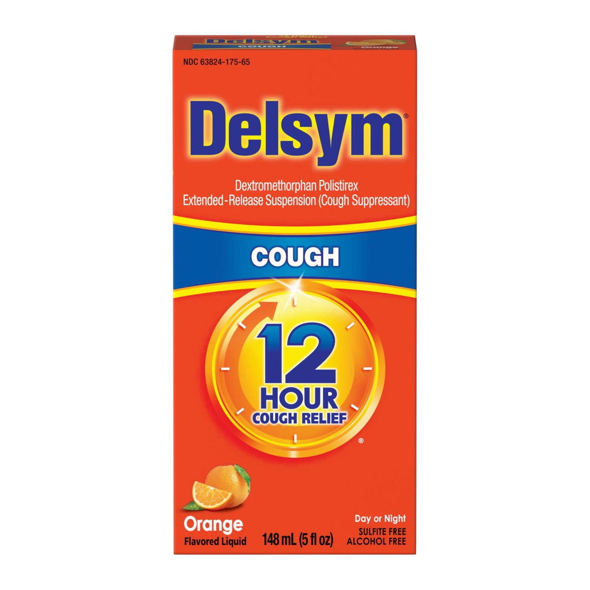 Delsym 12 Hour Cough Medicine for Adults, Powerful Relief for 12 Hours, Cough Suppressant Liquid with Extended-Release Dextromethorphan, Orange Flavor Liquid Cough Syrup, 5 Fl Oz (Pack of 1) - FENGGESTORE20