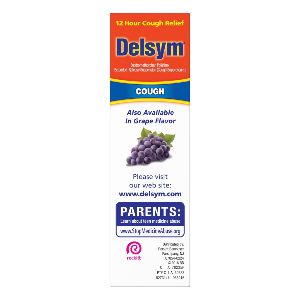 Delsym 12 Hour Cough Medicine for Adults, Powerful Relief for 12 Hours, Cough Suppressant Liquid with Extended-Release Dextromethorphan, Orange Flavor Liquid Cough Syrup, 5 Fl Oz (Pack of 1) - FENGGESTORE20