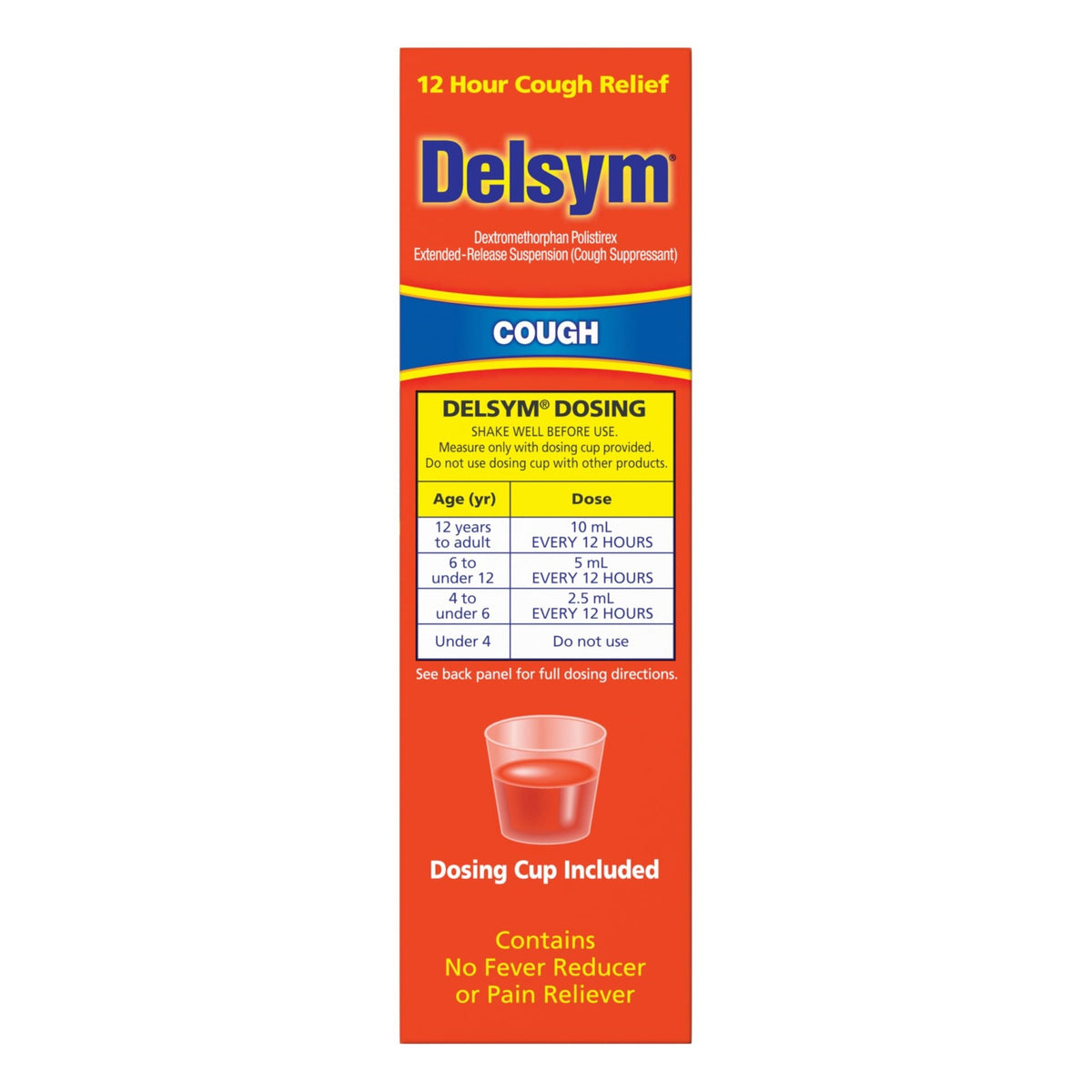 Delsym 12 Hour Cough Medicine for Adults, Powerful Relief for 12 Hours, Cough Suppressant Liquid with Extended-Release Dextromethorphan, Orange Flavor Liquid Cough Syrup, 5 Fl Oz (Pack of 1) - FENGGESTORE20