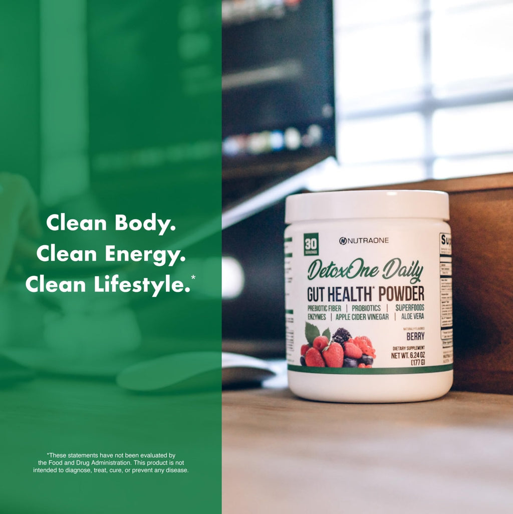 DetoxOne Daily Gut Health Powder* | Supports Normal/Healthy Digestive Function*| Promotes Detoxification*| Boost Energy & Improves Nutrient Absorption* - FENGGESTORE20
