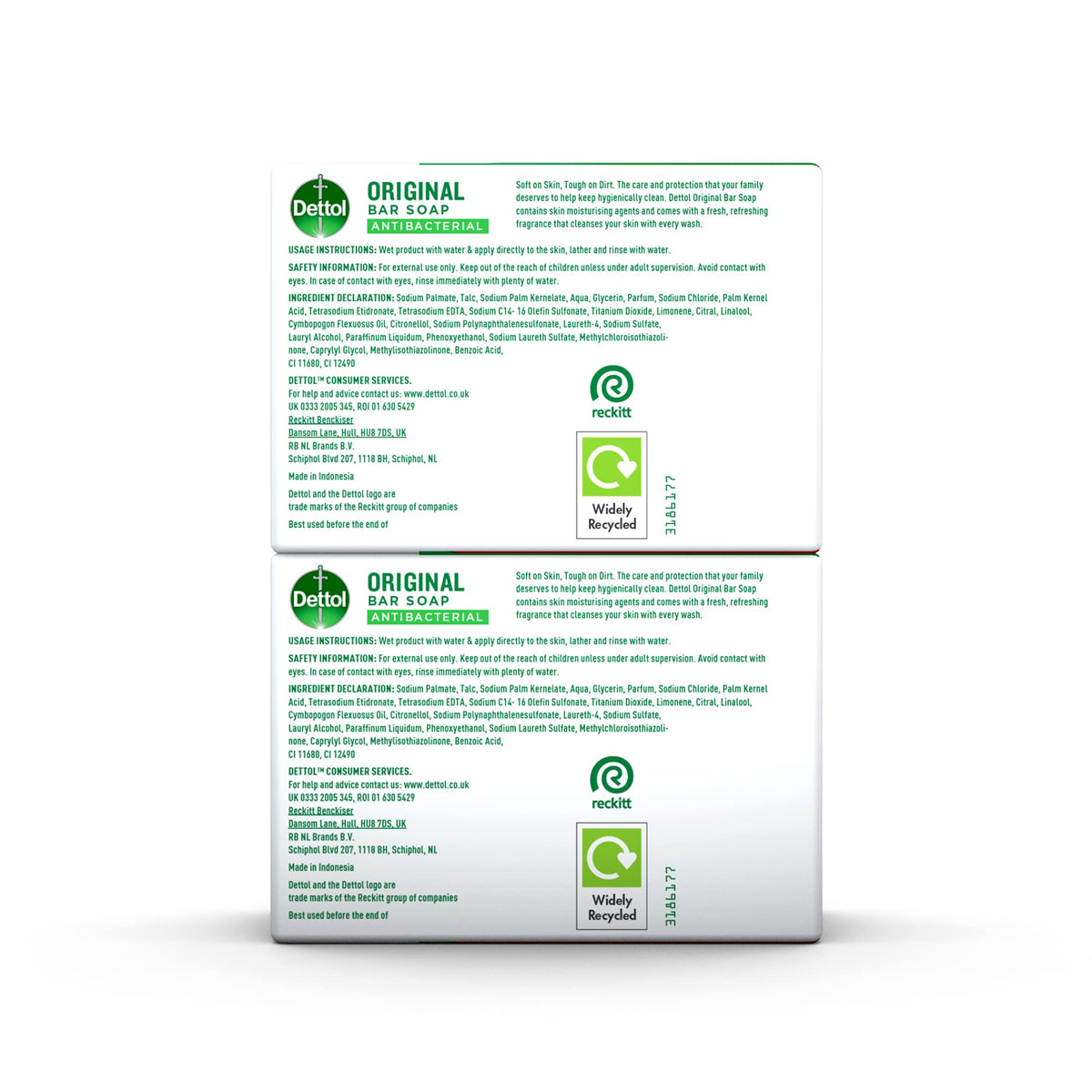 Dettol Anti Bacterial Original Soap 100g Twin Pack Dermatologically Tested - FENGGESTORE20