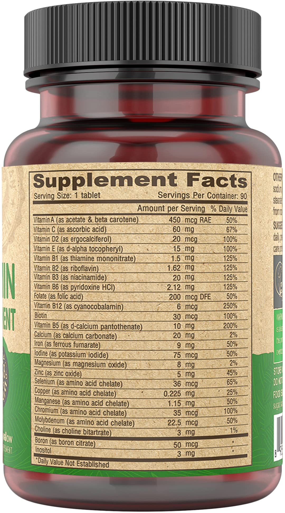 DEVA Vegan Multivitamin for Women & Men with Iron, Vitamin C, E, B Complex Vitamins, Zinc, 90 Tiny Tablets - FENGGESTORE20