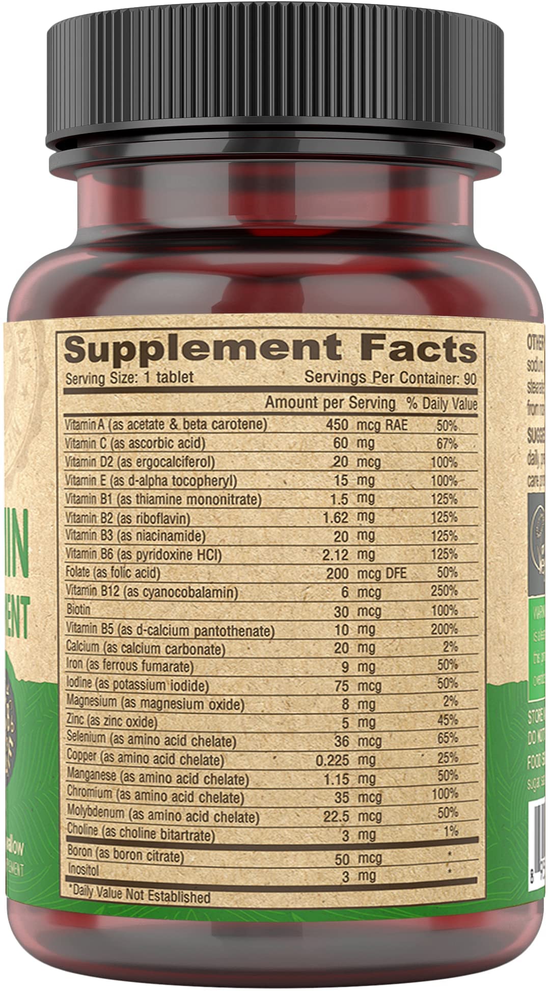 DEVA Vegan Multivitamin for Women & Men with Iron, Vitamin C, E, B Complex Vitamins, Zinc, 90 Tiny Tablets - FENGGESTORE20
