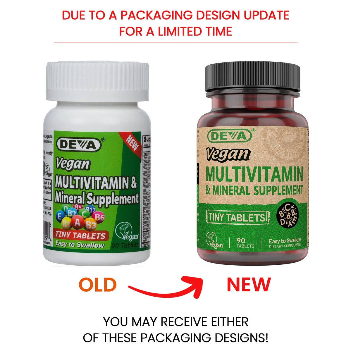 DEVA Vegan Multivitamin for Women & Men with Iron, Vitamin C, E, B Complex Vitamins, Zinc, 90 Tiny Tablets - FENGGESTORE20
