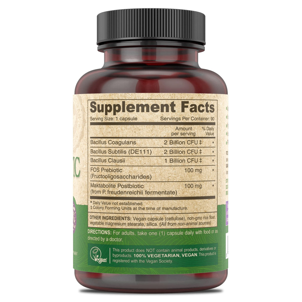 DEVA Vegan Probiotic Supplement - Pre, Pro, and Postbiotics for Digestive Health, 5 Billion CFU, Soil-Based, Spore-Forming, Dairy Free, FOS Prebiotics - FENGGESTORE20