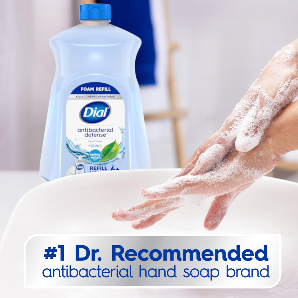 Dial Antibacterial Defense Foaming Hand Soap + Aloe, Spring Water Scent, 52 Fl Oz Hand Soap Refill - FENGGESTORE20