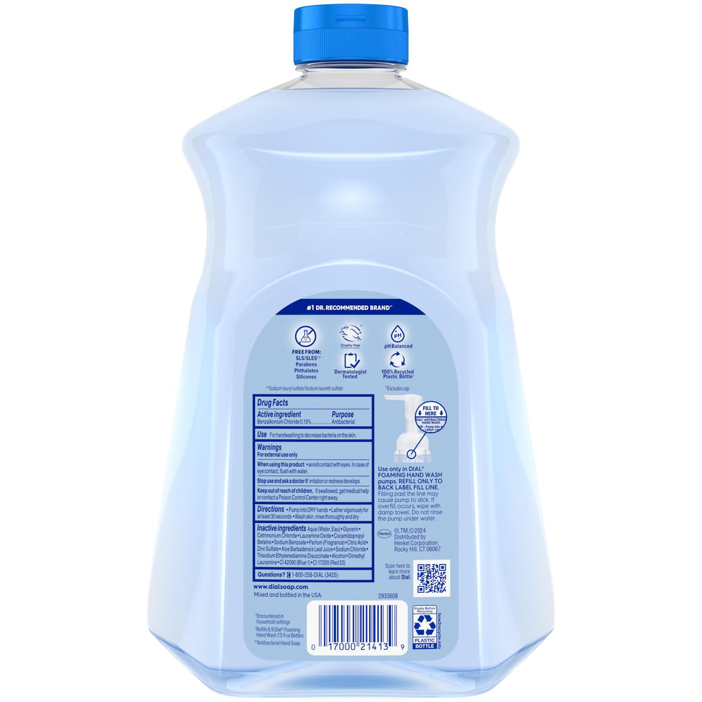 Dial Antibacterial Defense Foaming Hand Soap + Aloe, Spring Water Scent, 52 Fl Oz Hand Soap Refill - FENGGESTORE20