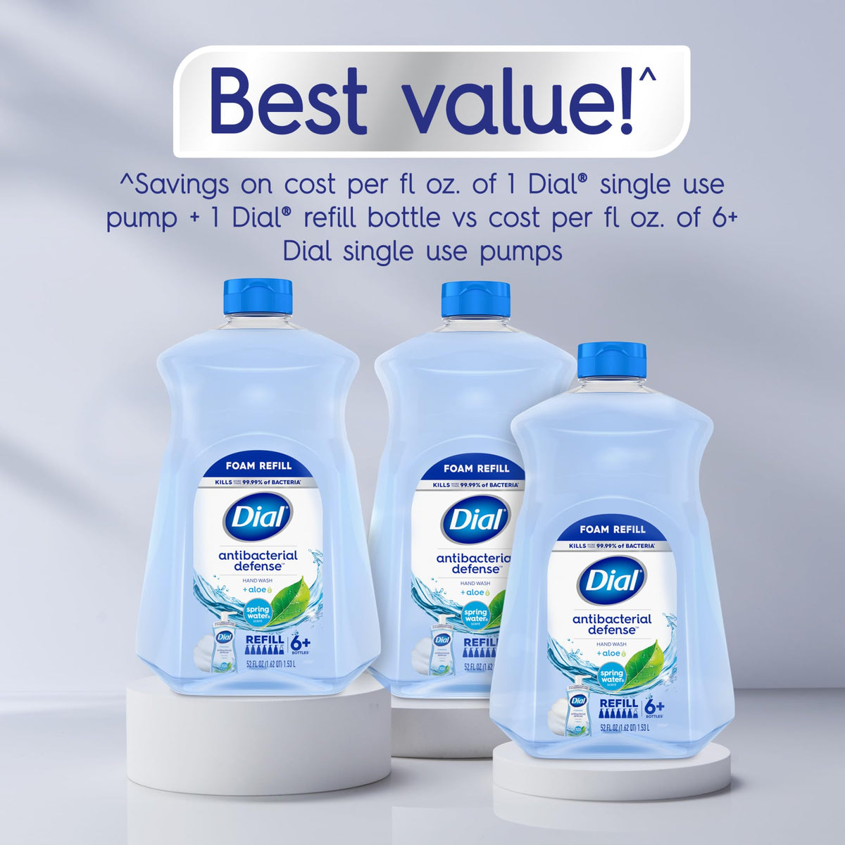 Dial Antibacterial Defense Foaming Hand Soap + Aloe, Spring Water Scent, 52 Fl Oz Hand Soap Refill - FENGGESTORE20