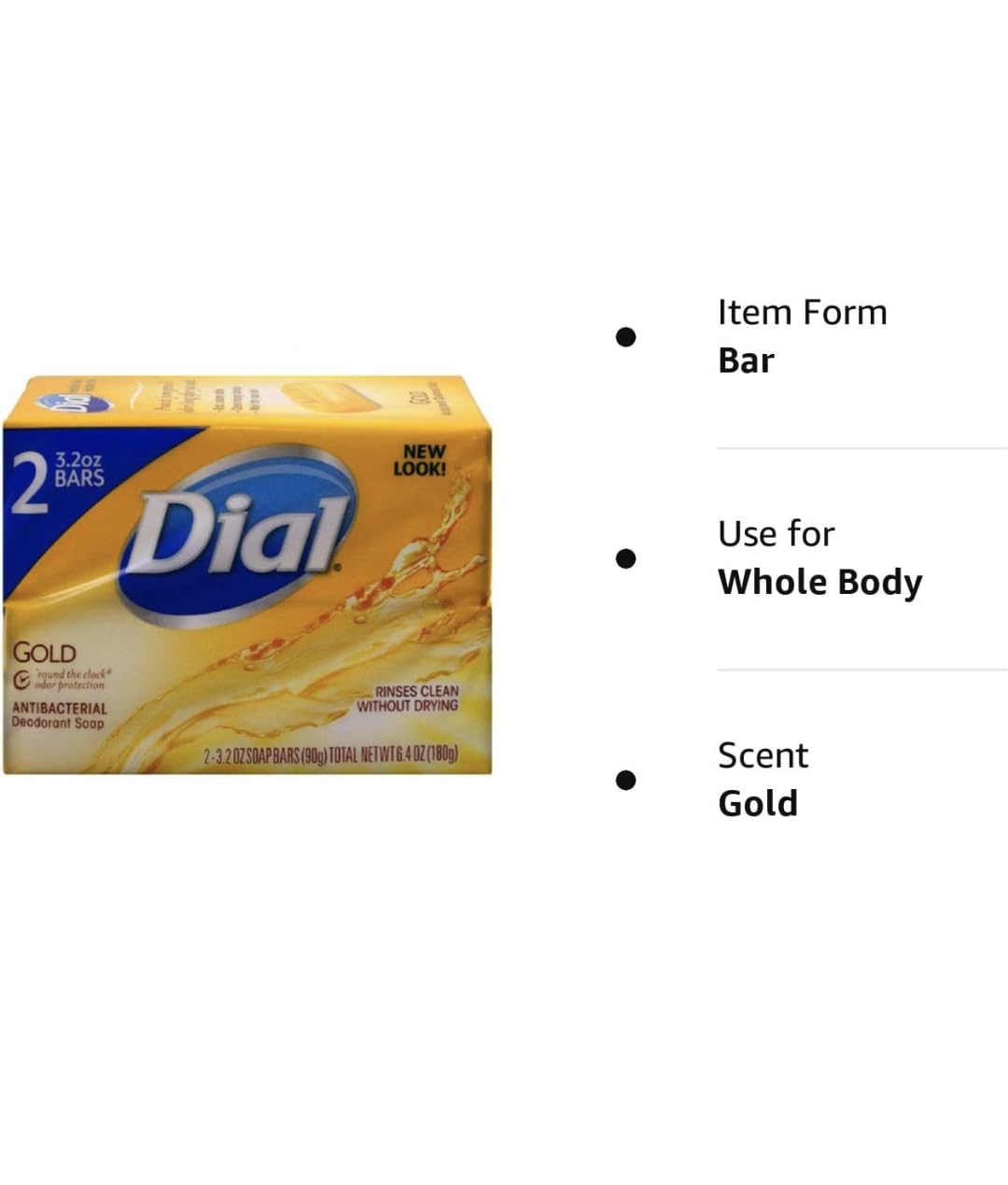 Dial Gold Antibacterial Deodorant Soap, 2 Pack, Total Net Wt 6.4 oz - FENGGESTORE20