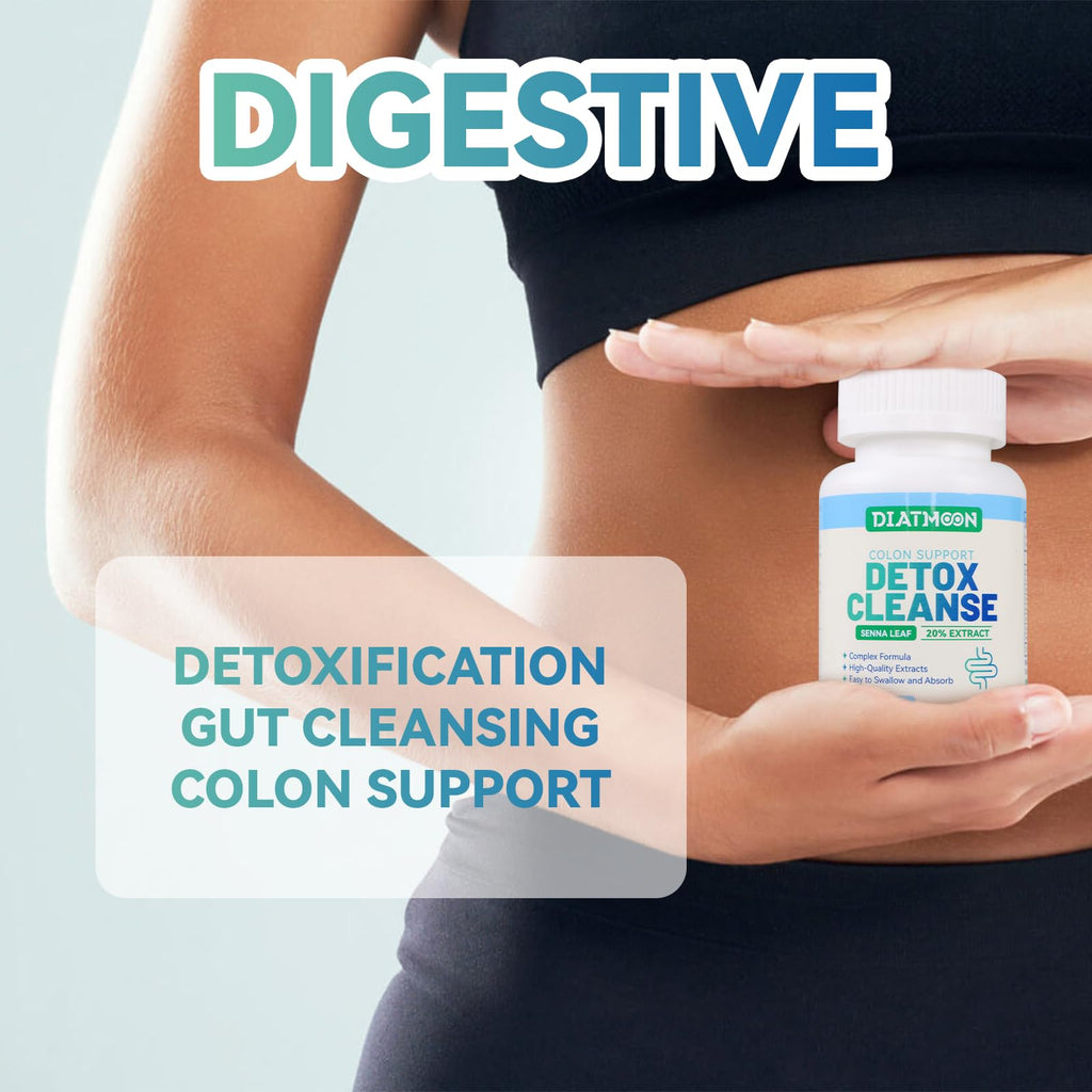 DIATMOON Gut Cleanse Capsules, Gut and Colon Support, Detox & Cleanse, for 15 Days, Non-GMOs, Non-Gluten, Vegan, Colon Cleanse Supplement, 30 Count - FENGGESTORE20