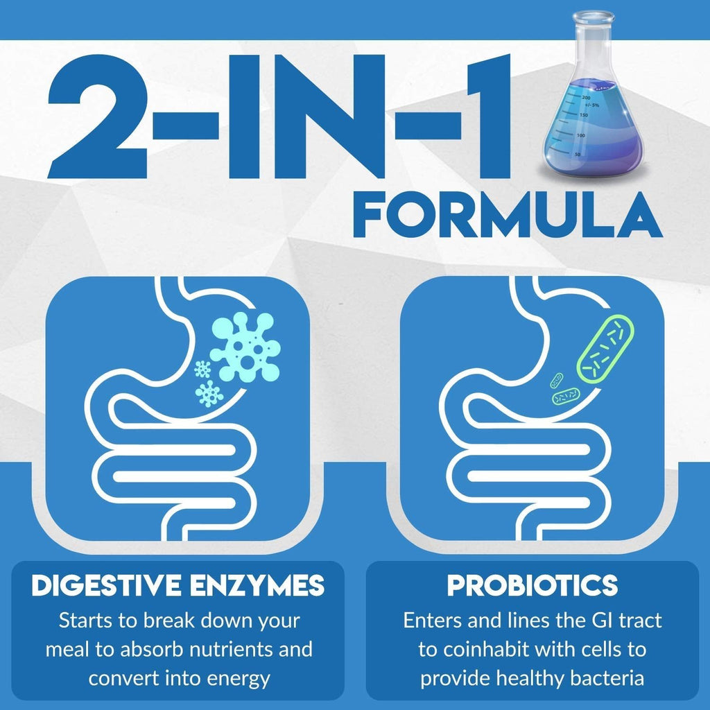 Digest Complete 2-in-1 Probiotic Digestive Enzymes, 60 Capsules - FENGGESTORE20