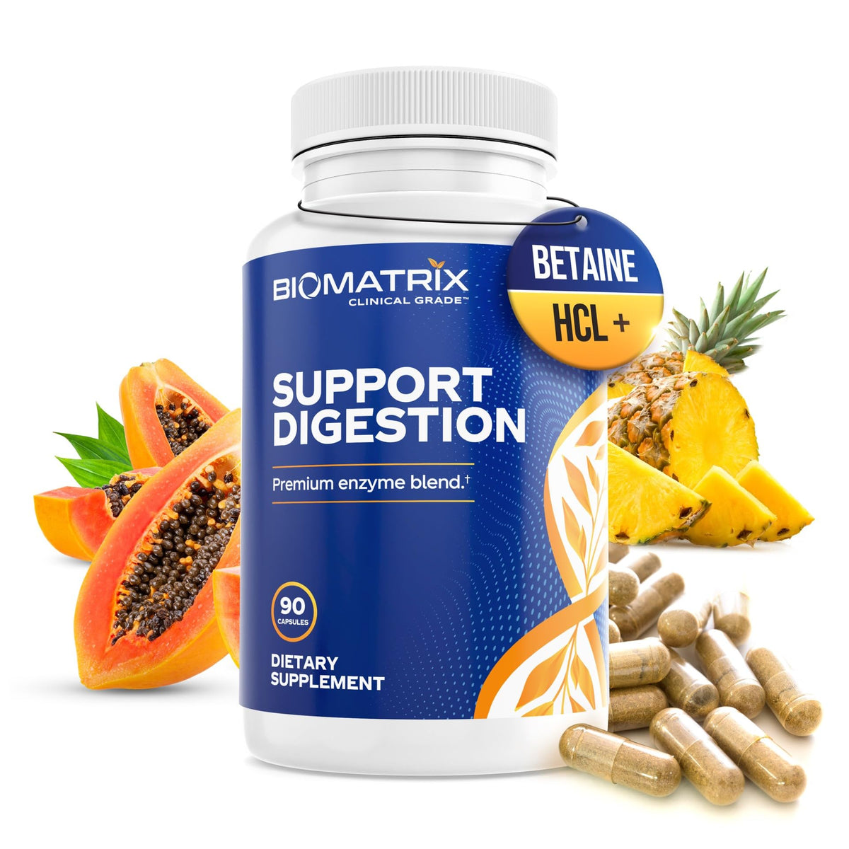 Digestive Enzymes Supplement (90 Capsules) Support Digestion - with Purified Bile, Pancreatin, Plant Enzymes, Ox Bile, Betaine HCL - FENGGESTORE20