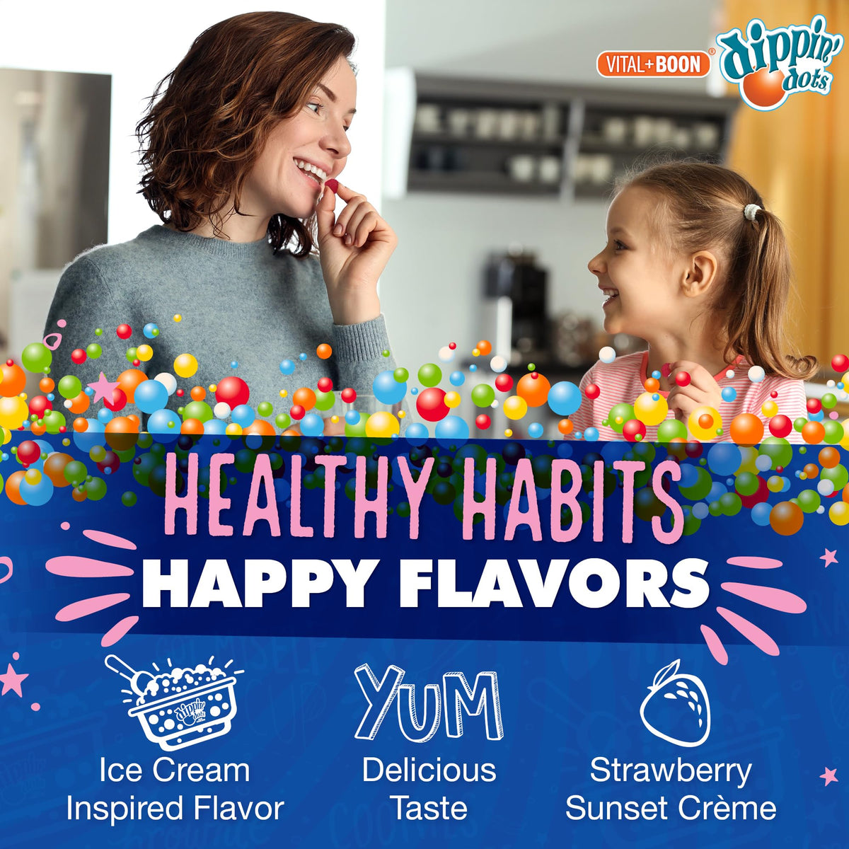 Dippin Dots - Melatonin Gummies for Kids & Adults (60 Days Supply) Strawberry Sunset Creme Flavor | 2.5mg Per Kids Melatonin Supplement for Faster, - FENGGESTORE20