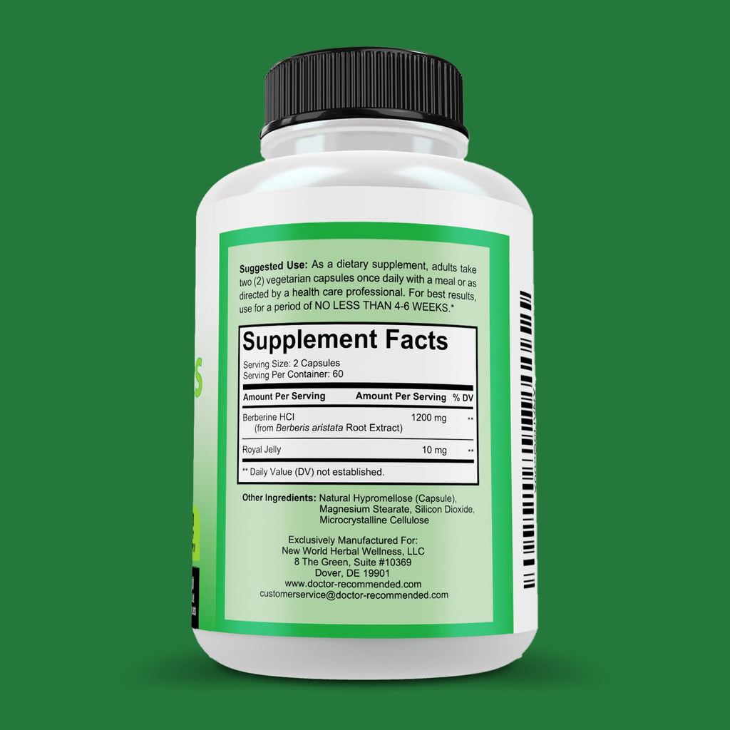DOCTOR RECOMMENDED SUPPLEMENTS Plus 1200mg Per Serving - 120 Veggie Capsules with Royal Jelly - FENGGESTORE20