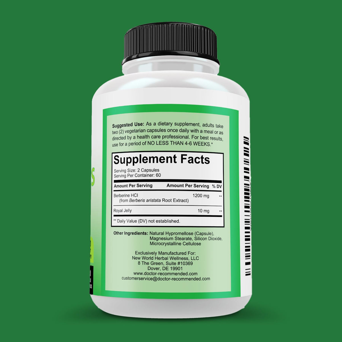 DOCTOR RECOMMENDED SUPPLEMENTS Plus 1200mg Per Serving - 120 Veggie Capsules with Royal Jelly - FENGGESTORE20