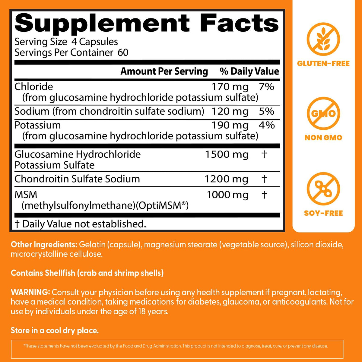 Doctor's BEST Glucosamine Chondroitin MSM - Joint Health Support Supplement for Women & Men, Nutritional Support for Joint Strength, Hair, Skin, & Nails - FENGGESTORE20