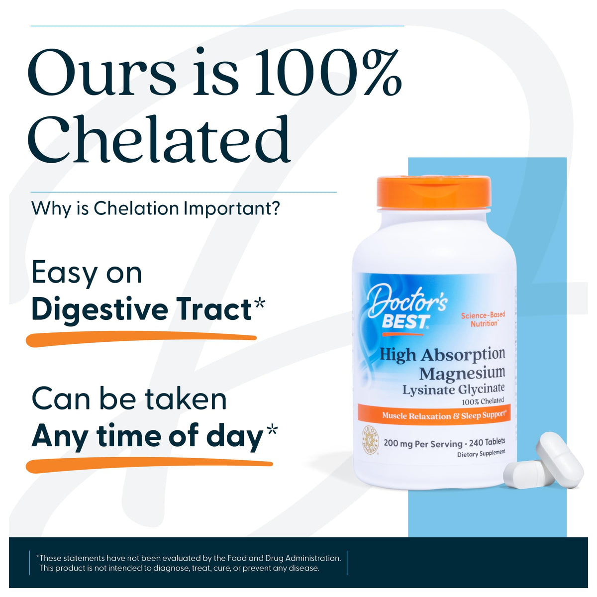 Doctor's Best High Absorption Magnesium Glycinate Lysinate Supplement for Sleep Support - Chelated Magnesium Tablets for Women & Men, 200mg per Serving - FENGGESTORE20