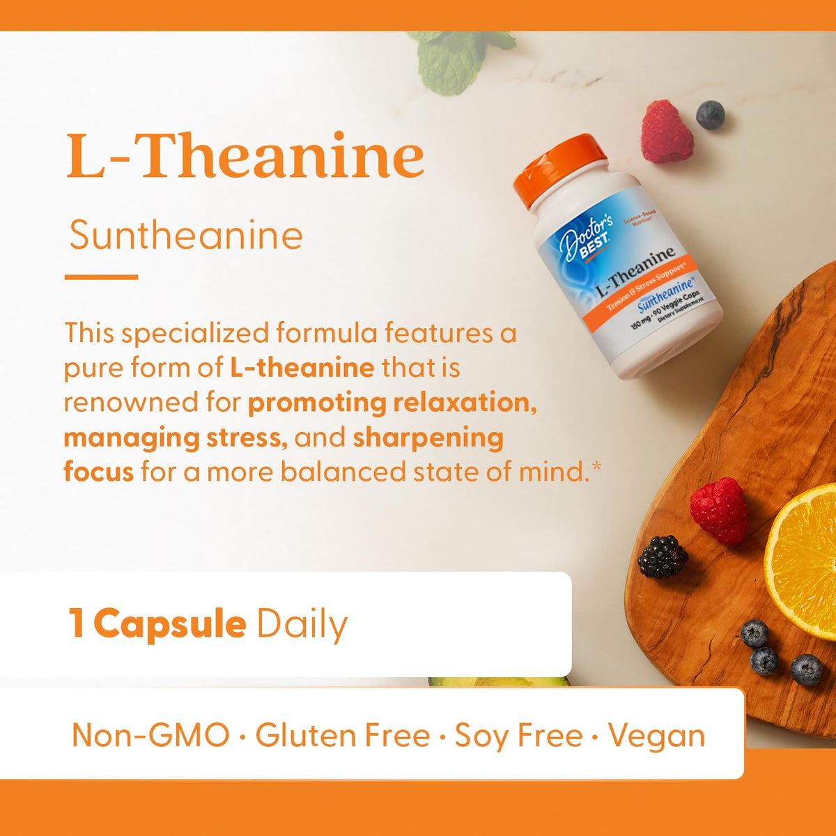 Doctor's Best L-Theanine Contains Suntheanine, Helps Reduce Stress & Sleep, Non-GMO, Gluten Free, Vegan, 150 mg (DRB-00197), 90 Count - FENGGESTORE20