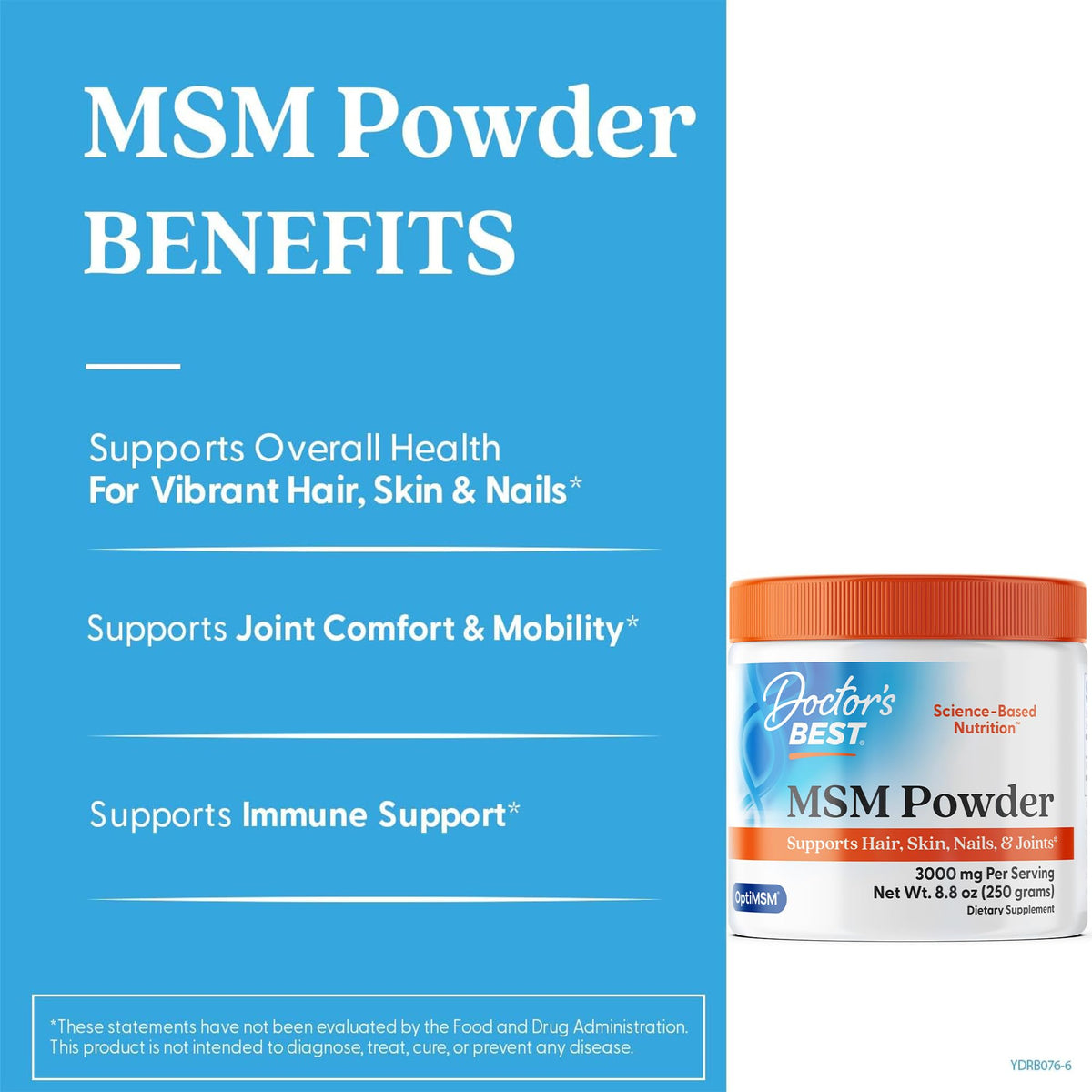 Doctor's Best MSM Powder Supplement for Men & Women - Supports Hair, Skin, Nails, Joint Health, & Mobility, Delivers Beneficial Sulfur with OptiMSM - FENGGESTORE20