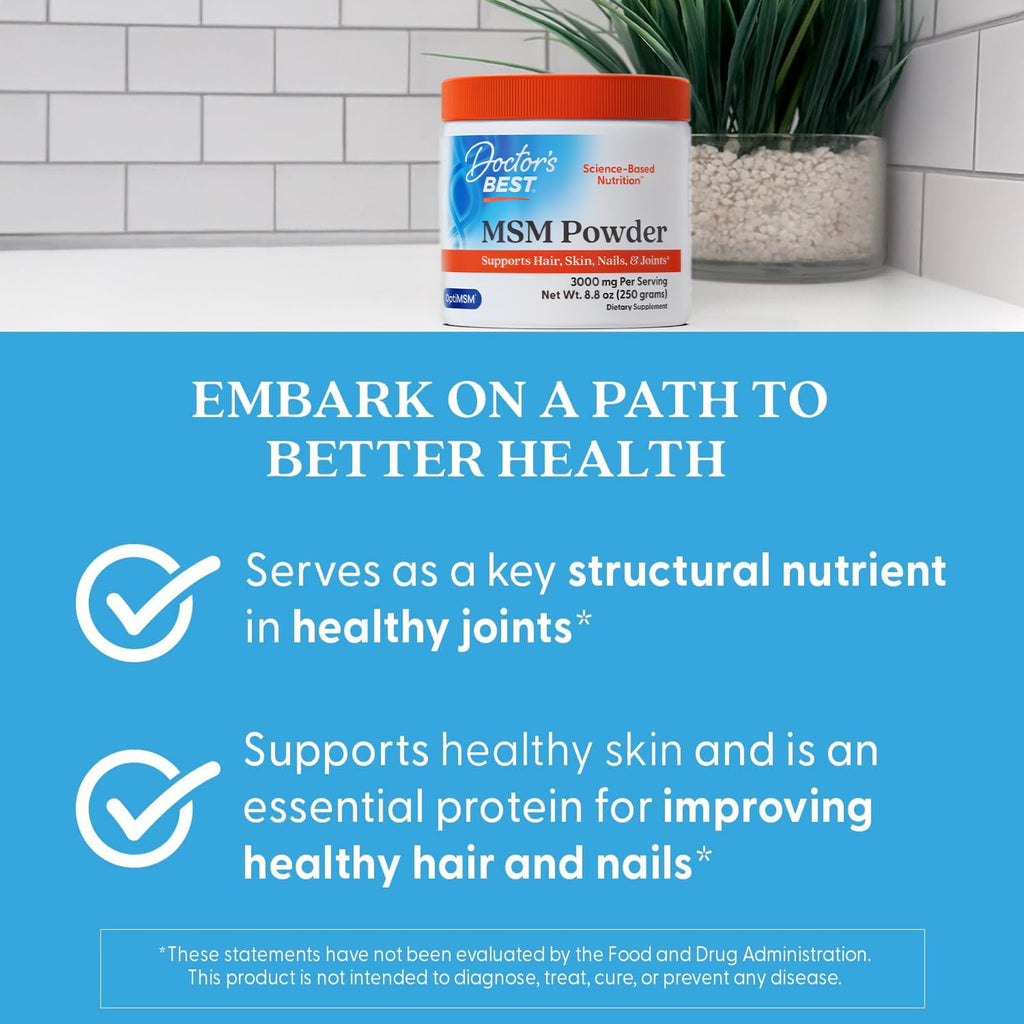 Doctor's Best MSM Powder Supplement for Men & Women - Supports Hair, Skin, Nails, Joint Health, & Mobility, Delivers Beneficial Sulfur with OptiMSM - FENGGESTORE20