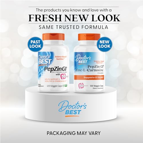 Doctor's Best PepZin GI, Zinc-L-Carnosine Complex for Men & Women - Zinc Carnosine Supplement Caps for Gut Health, Digestive Support, & Stomach Comfort - FENGGESTORE20